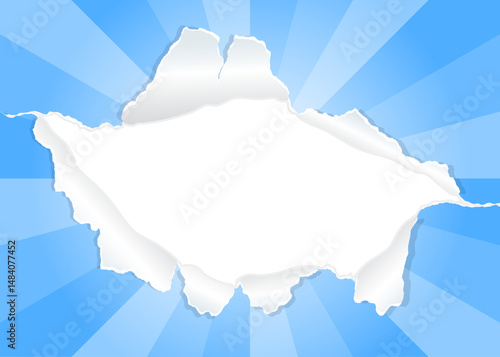 サンバーストと穴の空いた紙の背景素材、フレーム