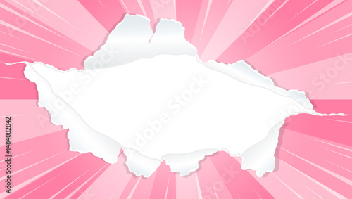 サンバーストと穴の空いた紙の背景素材、集中線のエフェクト、フレーム