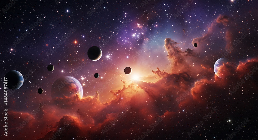 Fototapeta premium Cosmic Dawn: Nebula's Embrace