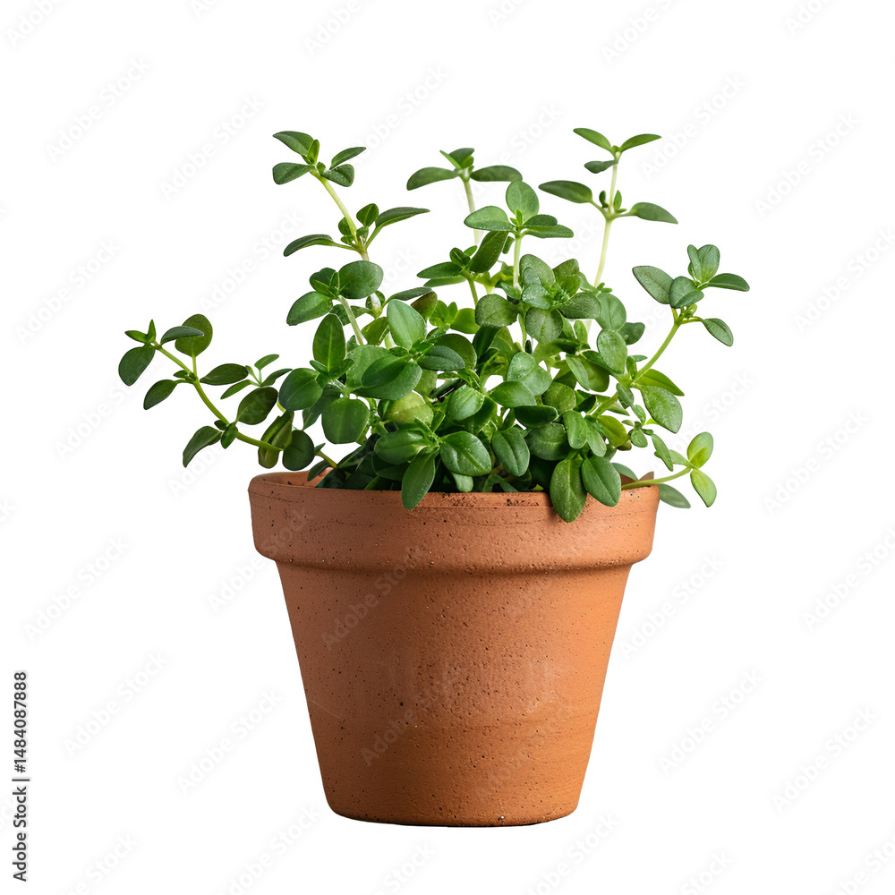 Thyme plant in terracotta pot fresh herb gardening Thyme plant in terracotta pot fresh herb gardening