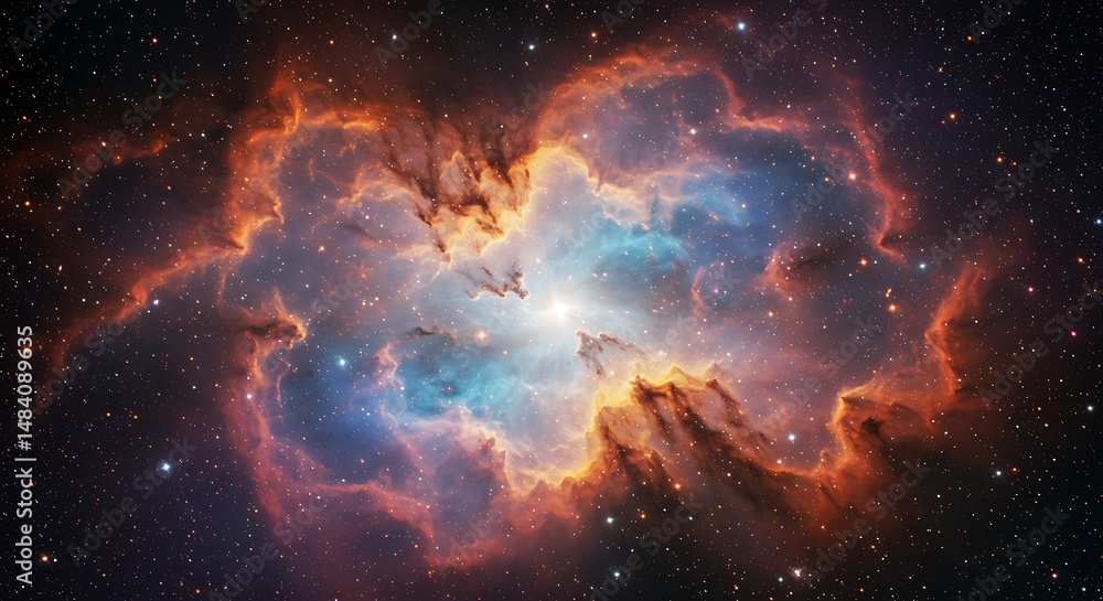 Obraz premium Cosmic Heartbeat: Nebula's Embrace