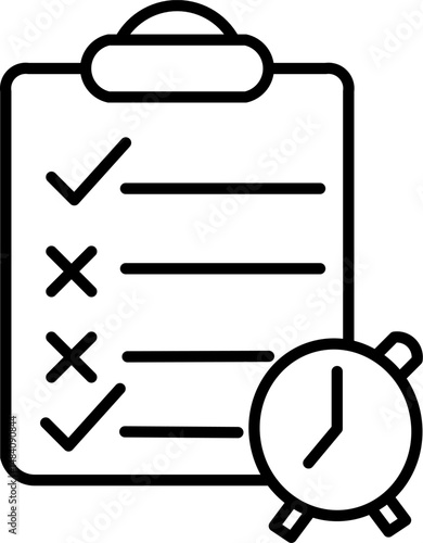 Exam Sheet and Clock Icon – Timed Test Symbol