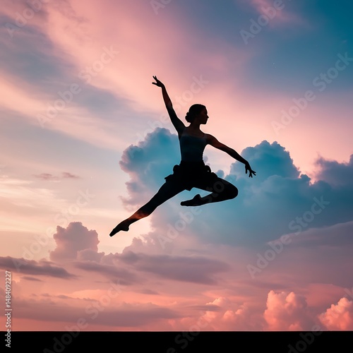 Wallpaper Mural Ballet Silhouette: Dreamlike Sunset Leap Torontodigital.ca