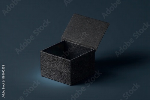 Black paper glossy shopping box mockup