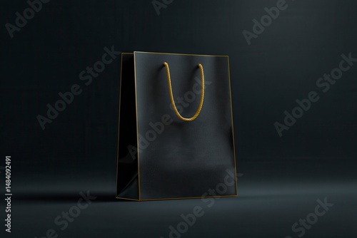 Black paper glossy shopping box mockup