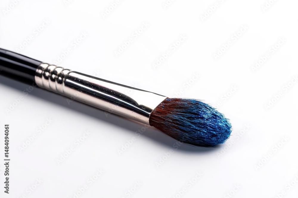 Professional makeup brush closeup isolated on white background. Mockup