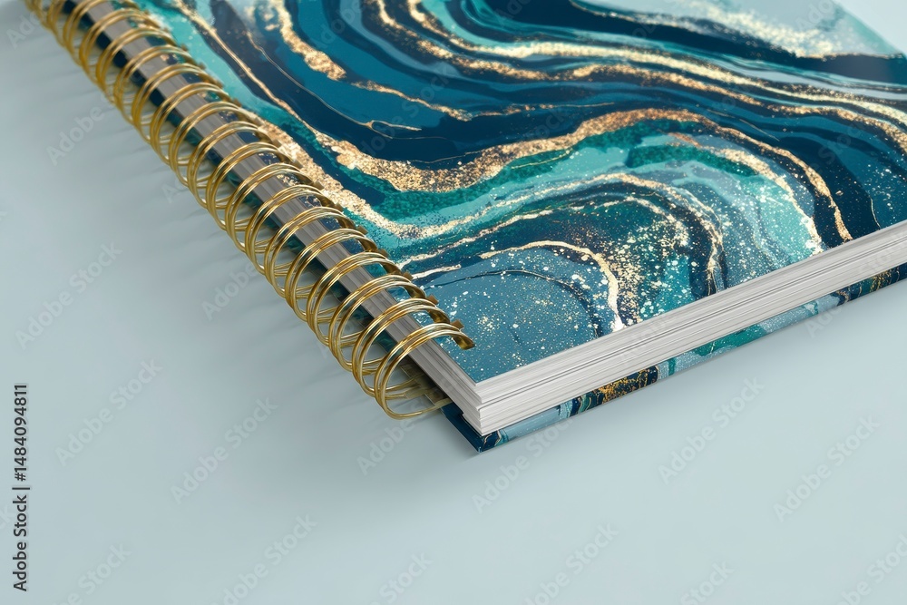Mockup of an a4 open spiral notebook