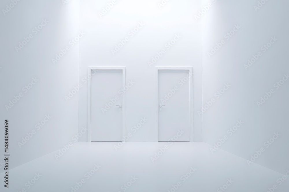 White flush doors on a white wall