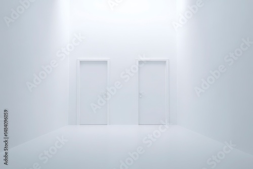 Obraz na płótnie White flush doors on a white wall w salonie