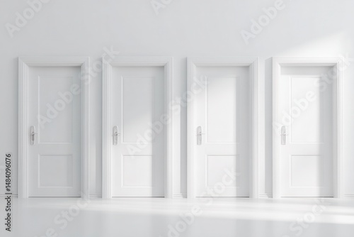 Obraz na płótnie White flush doors on a white wall w salonie