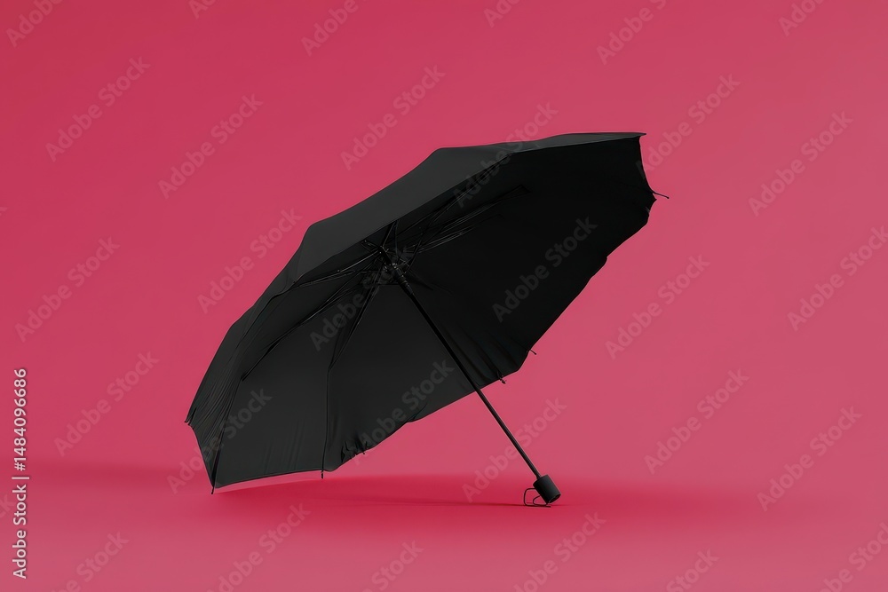 Mockup of a black large folding umbrella without logo