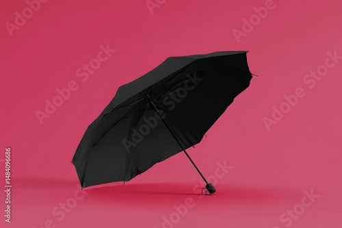 Obraz na płótnie Mockup of a black large folding umbrella without logo w salonie