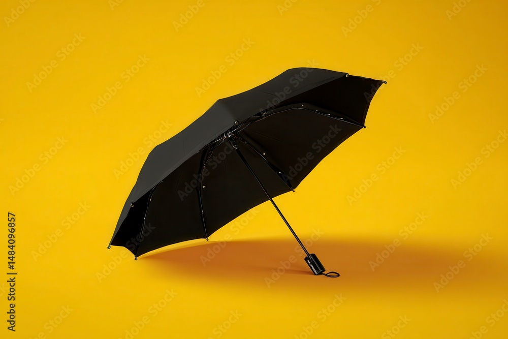 Mockup of a black large folding umbrella without logo