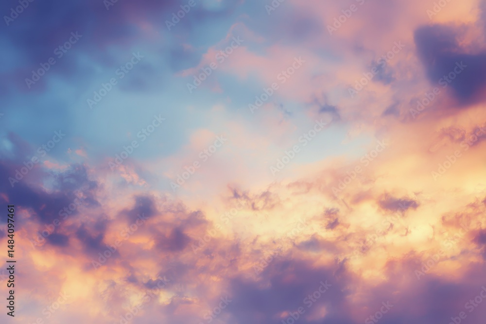 Beautiful cloudy sky at sunset, banner design