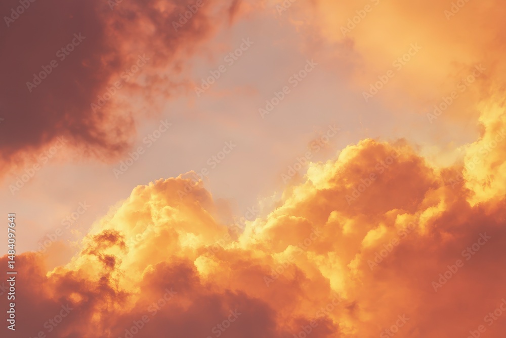 Beautiful cloudy sky at sunset, banner design