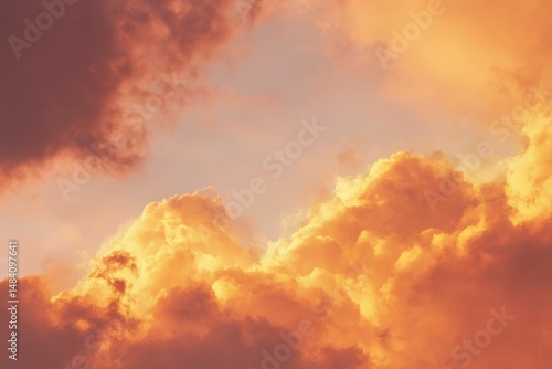 Beautiful cloudy sky at sunset, banner design