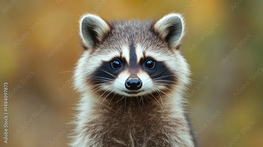 Fototapeta premium Adorable raccoon portrait with charming expression and detailed fur texture