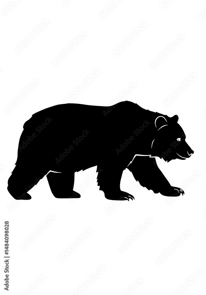 Fototapeta premium Majestic Bear Silhouette: Powerful & Elegant Black Ink Art