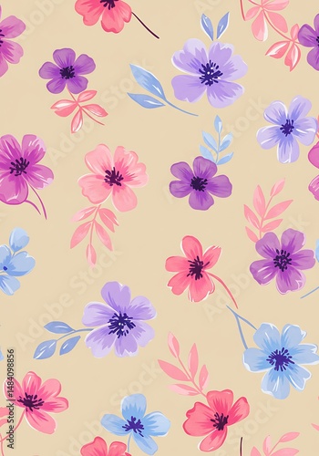 Pastel Floral Watercolor Pattern: Soft Hues & Delicate Blooms