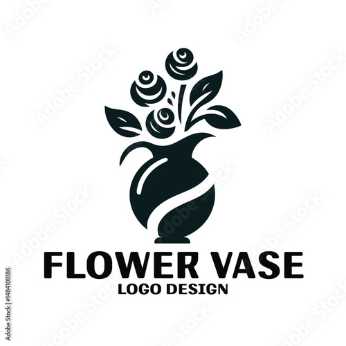 Flower Vase Vector Logo Design