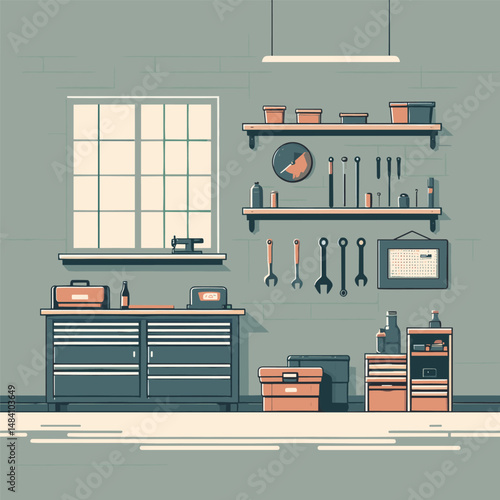 Garage Interior Vector Background