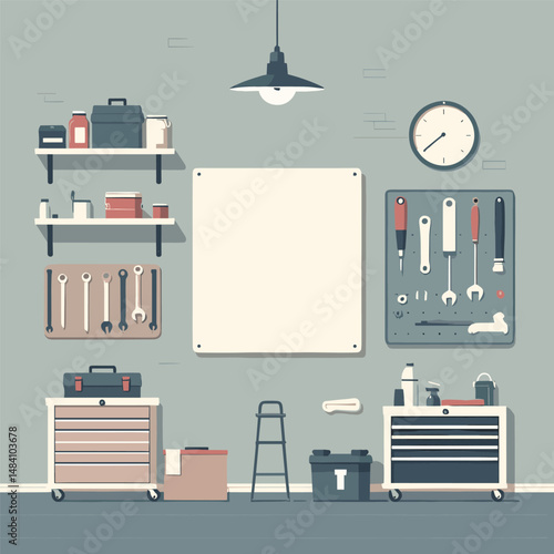 Garage Interior Vector Background