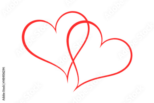 two red hearts united