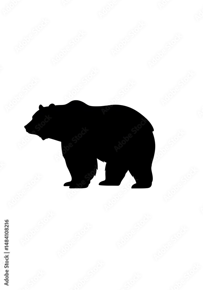 Fototapeta premium Majestic Bear Silhouette: Bold Black Minimalist Art