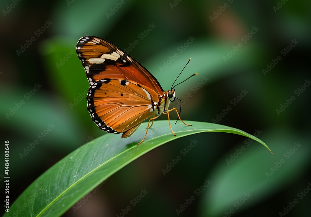 Fototapeta premium Rustic Orange Butterfly: Jewel of the Green AI Generated
