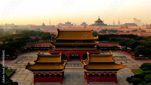 Wallpaper Mural camera fly around the forbidden city showing resplendent imperial architecture in beijing amidst modernity, courtyards echoing history's whisper. concept of cinematic history Torontodigital.ca