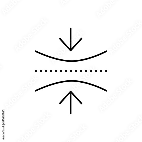 Elastic icon. Simple outline style. Flexible, arrow, vector, bounce, logo, jump, structure, curve shape. Thin line symbol. Vector illustration isolated.