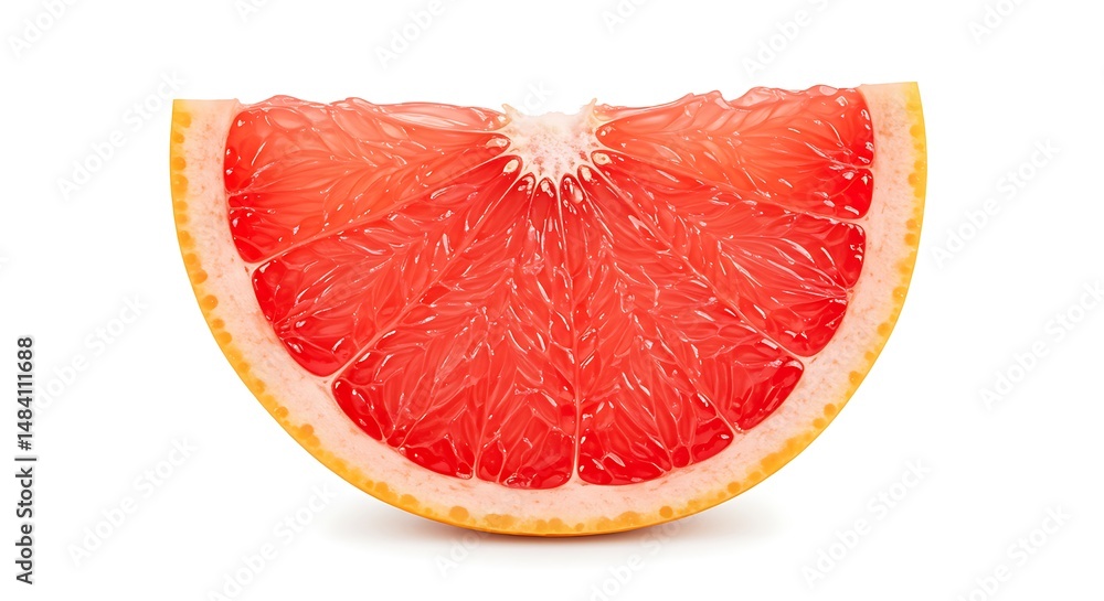 Juicy Pink Grapefruit Slice: Close-up Studio Shot Juicy Pink Grapefruit Slice: Close-up Studio Shot