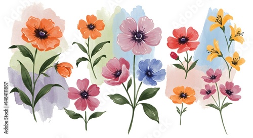 Wallpaper Mural Vibrant Watercolor Floral Arrangement: A Romantic Spring Bouquet Torontodigital.ca