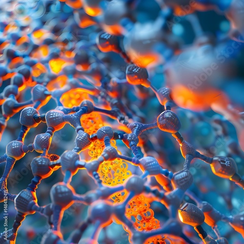 A luminous hexagonal lattice of molecular data and digital information cells.