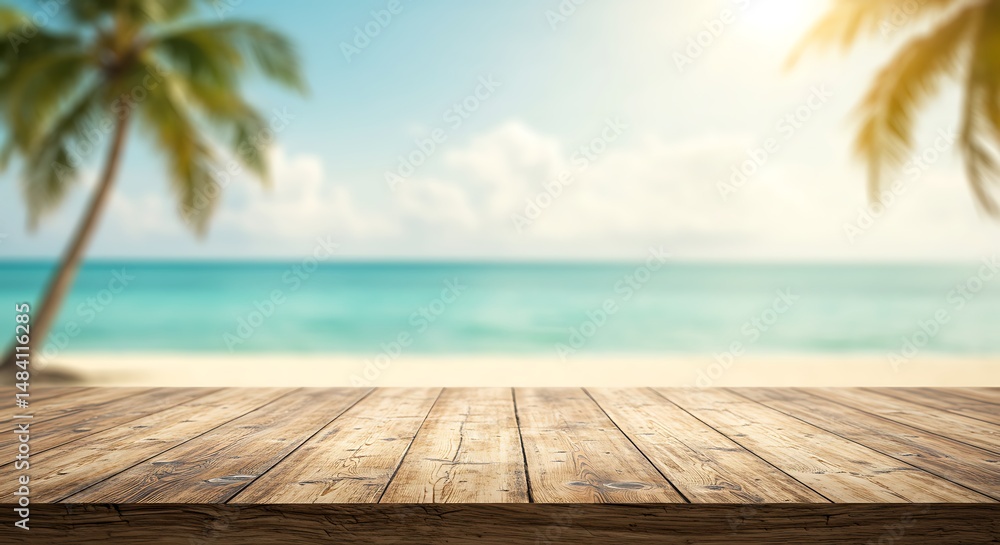 Fototapeta premium Tropical Dream: Wooden Deck Paradise