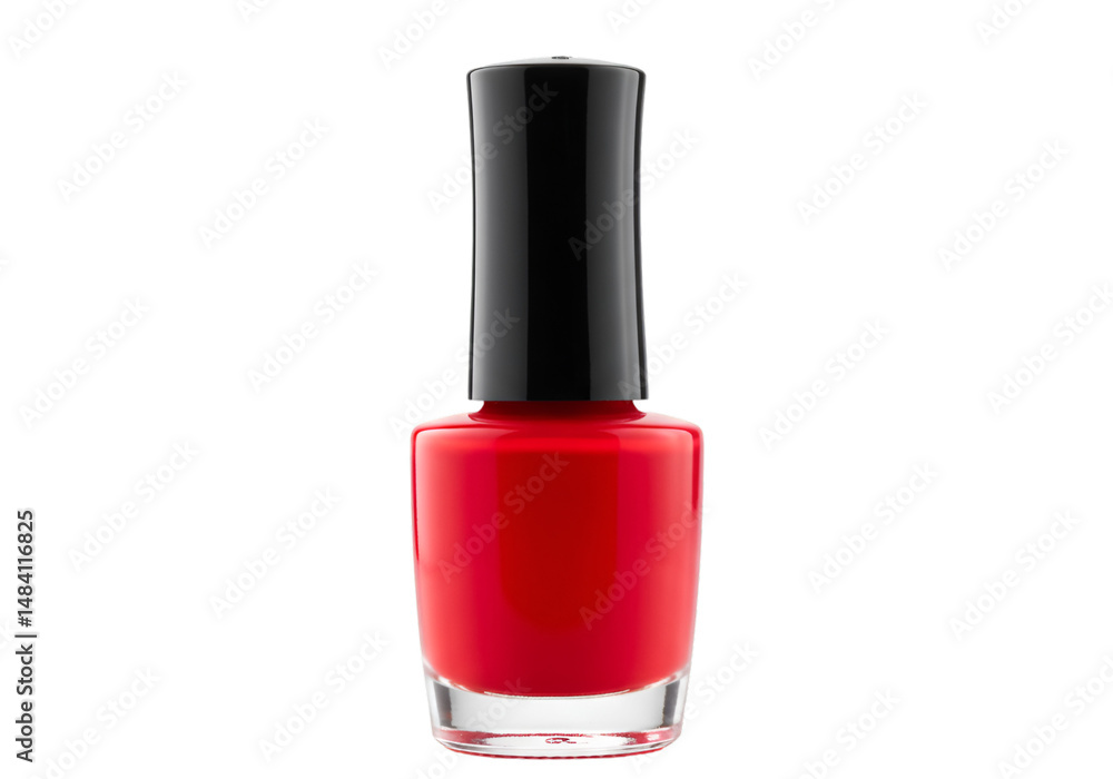 Red nail polish bottle isolated on transparent background Generative Ai.
Red nail polish bottle isolated on transparent background Generative Ai.