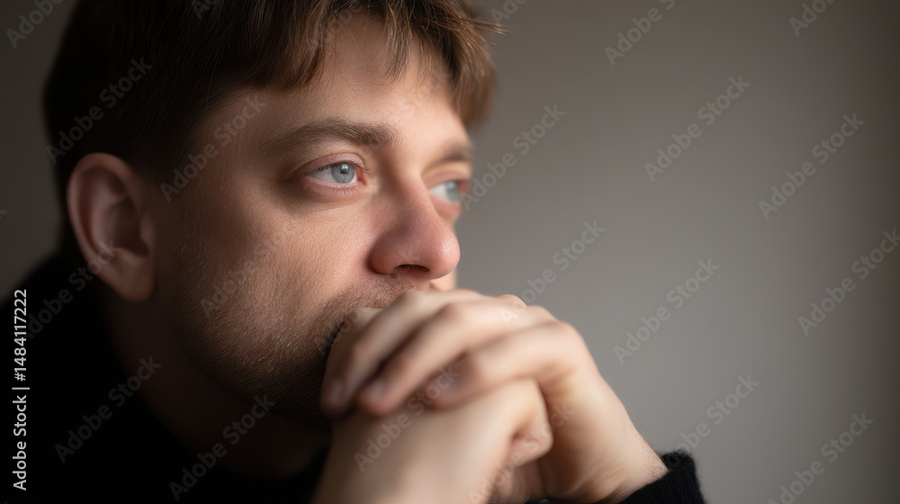 portrait of geologist with contemplative expression positioned on left side of frame portrait of geologist with contemplative expression positioned on left side of frame