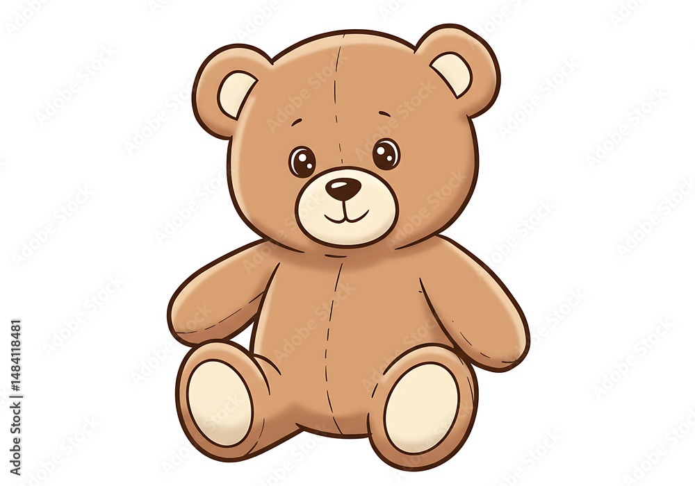 Adorable Cartoon Teddy Bear: Warm Brown Hues Adorable Cartoon Teddy Bear: Warm Brown Hues