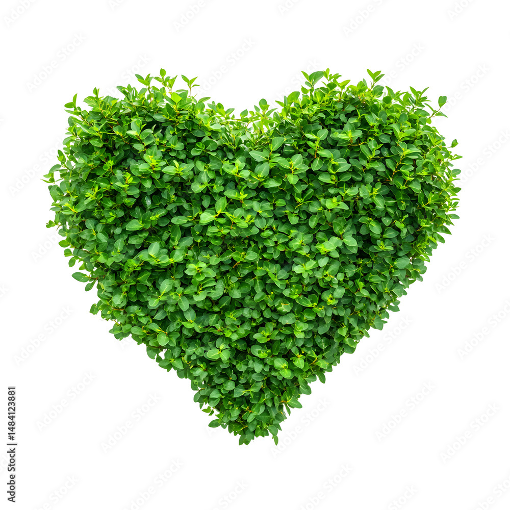 Heart-shaped bush of vibrant green foliage, perfect for nature-themed projects. Heart-shaped bush of vibrant green foliage, perfect for nature-themed projects.