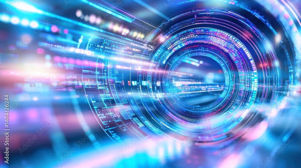 Obraz premium Abstract Technology Background: Futuristic Data Flow and Artificial Intelligence Concept.