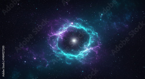 Colorful space nebula with glowing stars and misty light in a beautiful abstract galaxy scene
