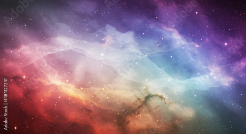 Colorful space nebula with glowing stars and misty light in a beautiful abstract galaxy scene