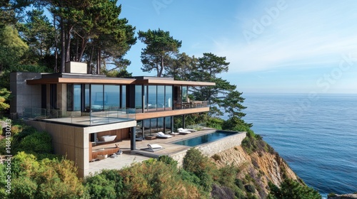 A cliffside house with breathtaking ocean views, modern architecture --ar 16:9 --v 6.1 Job ID: b493f8e7-b71f-41e4-9032-f39a42c33c59