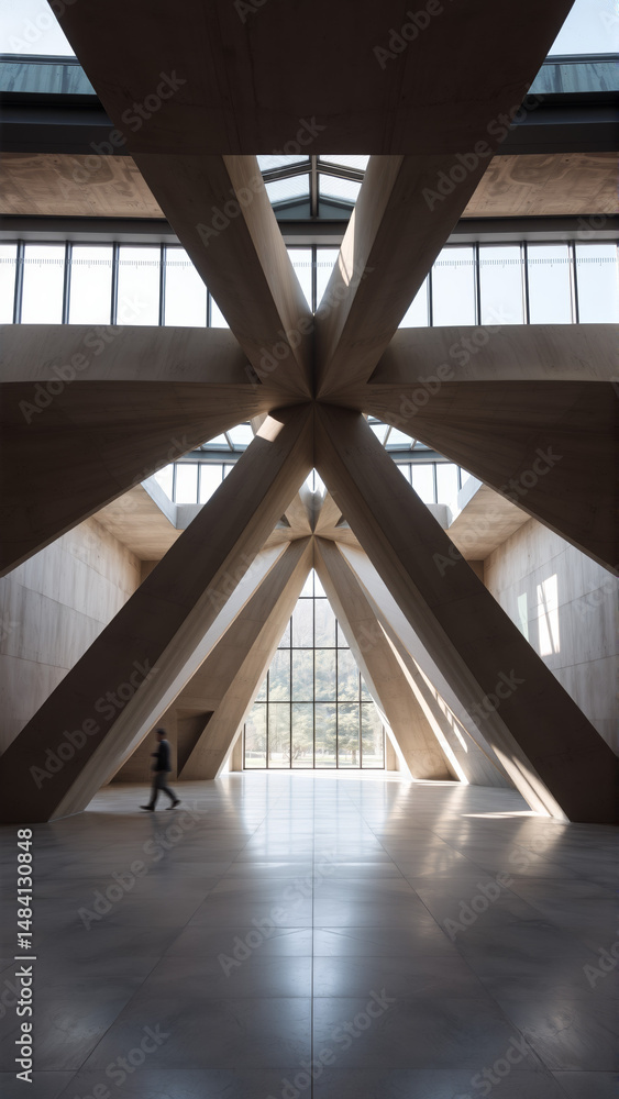 Obraz premium Empty spacious room with concrete walls