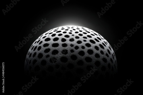 Abstract Sphere  Black and White Polkadot Texture  3D Render  Seamless Pattern
