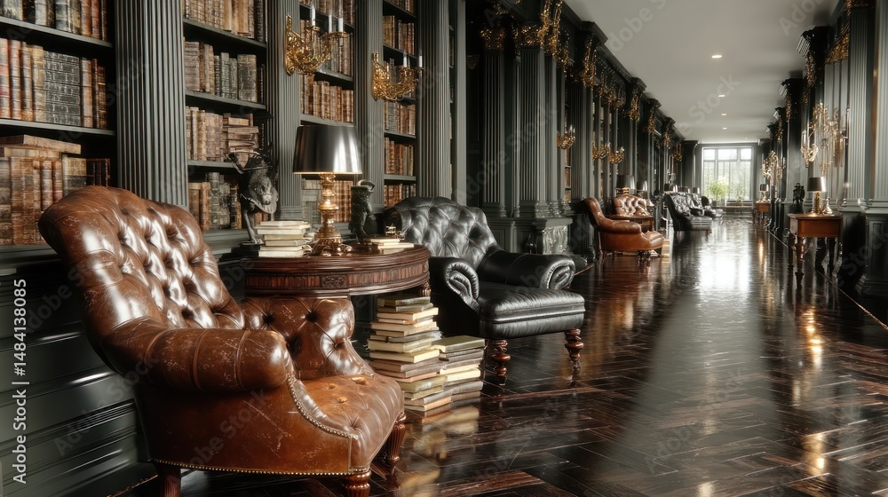 Naklejka premium Elegant library interior