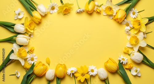 Spring Bloom Oval: Yellow & White Floral Frame