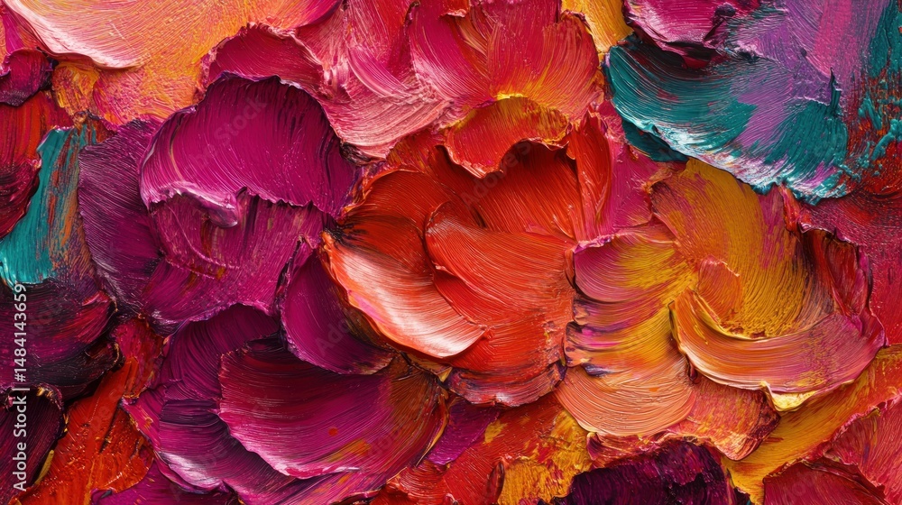 Obraz premium Vibrant textured abstract painting. Impasto strokes of bold colors