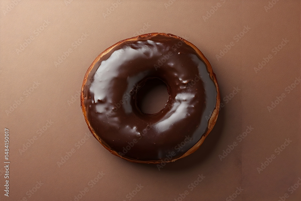 Chocolate glazed donut on a brown background. Chocolate glazed donut on a brown background.