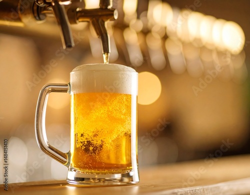 ビールサーバーからジョッキへ注がれる生ビール
